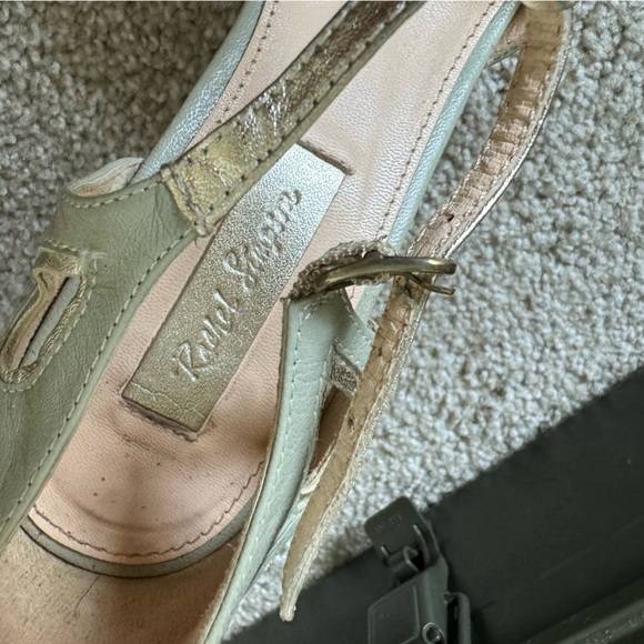 Rachel Simpson Heels size 37 sea foam green and gold EUC - Picture 3 of 5